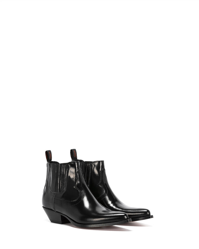 HIDALGO Women's Ankle Boots in Black Brushed Calfskin